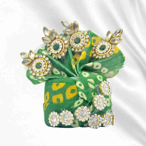 Divine Laddu Gopal Ji in Green Embroidered Dress Size-6
