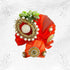 Majestic Orange & Green Heavy Dress with Moti Work for Laddu Gopal Ji Size-4