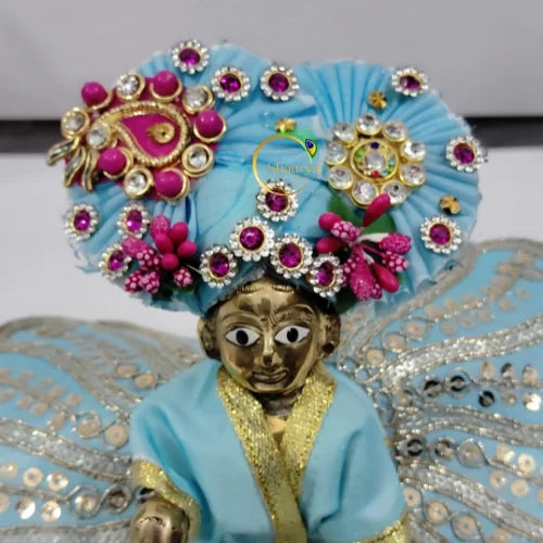 Soft Sky Blue Pagri – Perfect for Daily Seva of Laddu Gopal Ji Size-3