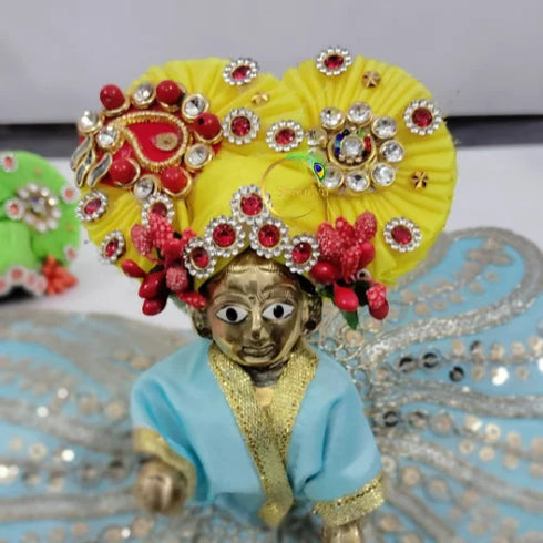 Festive Yellow Turban for Little Krishna Ji Size-4