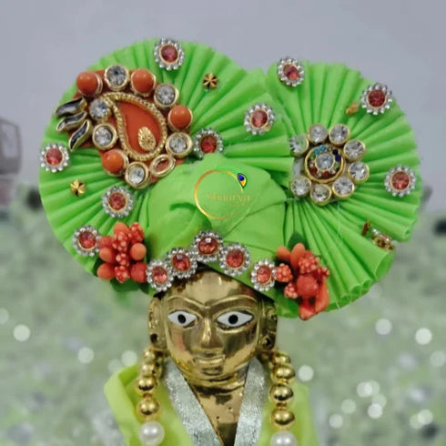 Graceful Light Green Turban Adorned with Beautiful Stones Size-5