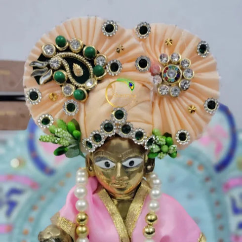 Elegant Skin Color Pagri for Kanha Ji Size-6