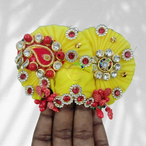 Majestic Yellow Turban with Stone Detailing for Laddu Gopal Ji Size-6