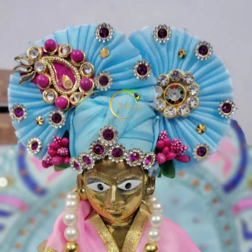 Sky Blue Pagri – A Cool & Charming Look for Krishna Ji Size-6