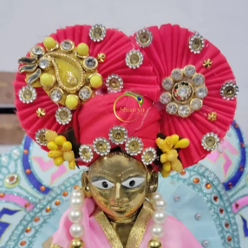 Elegant Red Pagri for Laddu Gopal Ji Size-6